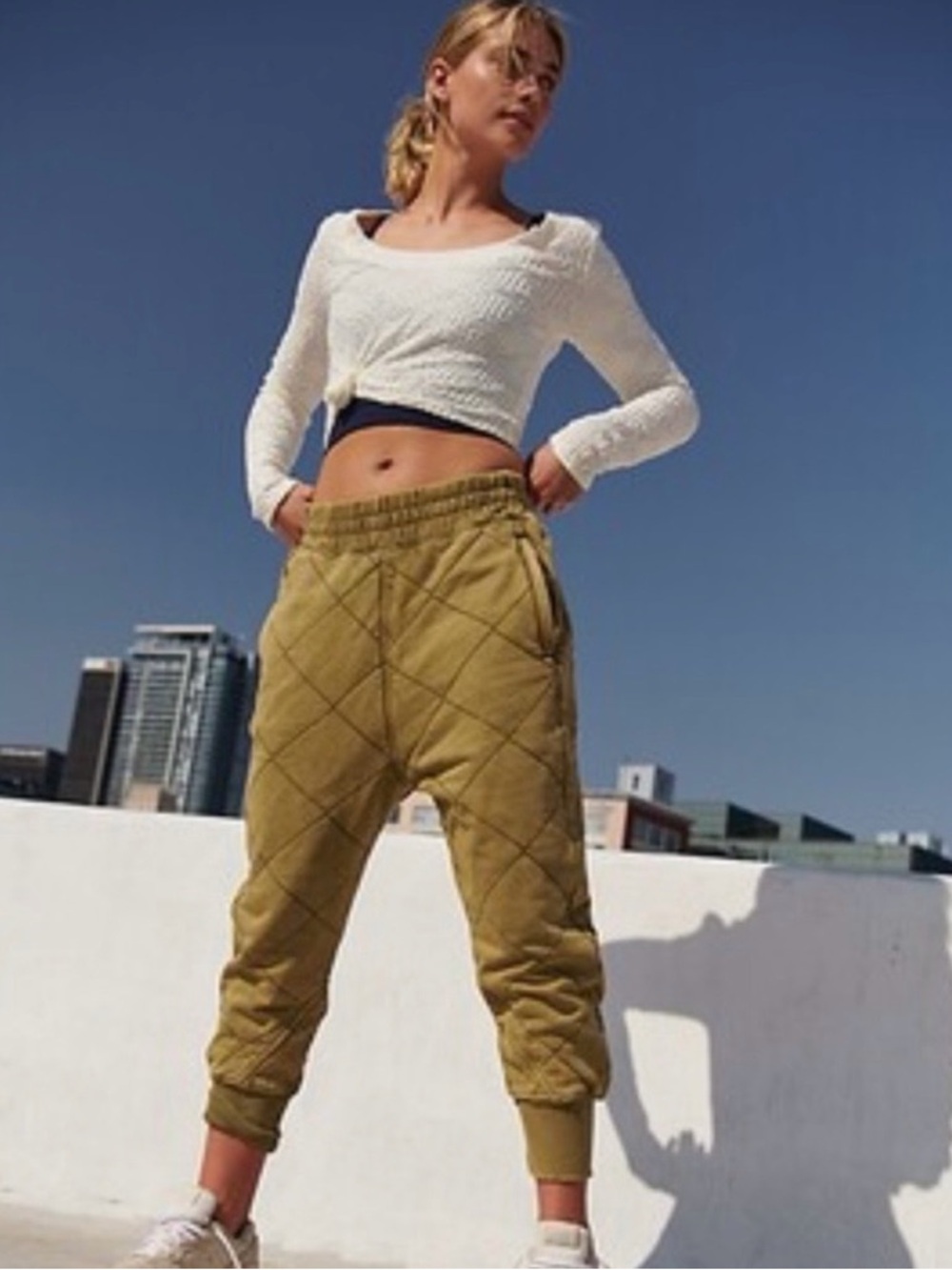 Free People Movement June Bug Quilted Joggers | Size S